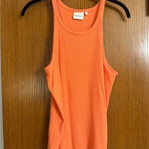 Richer Poorer Vibrant Orange and Mint Green Ribbed Tank Top